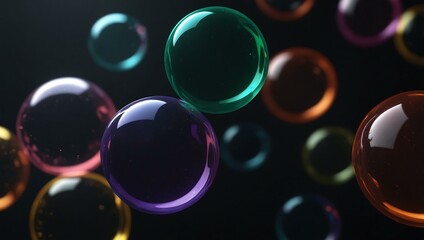 Animation of 3D bubbles against a dark backdrop.