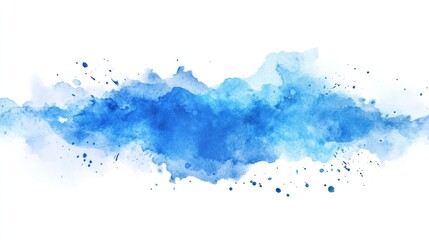 Abstract Watercolor Blue Splashes and Stains on White Background
