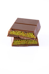 Chocolate bar filled with pistachio kunafa. Dubai chocolate