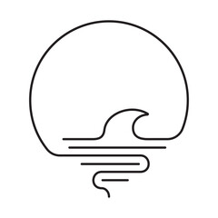 Sunrise. The sea. Sunlight. Logo. Outline. Sunshine. Illustration. Vector