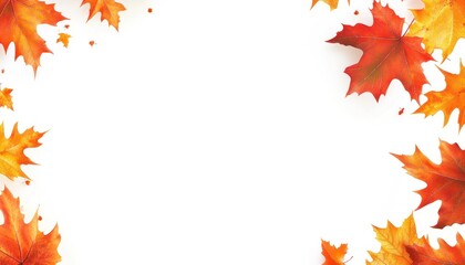 Autumn Leaves Border on White Background