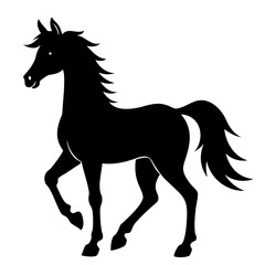 Christmas Horse Black Silhouette vector illustration isolated on a transparent background