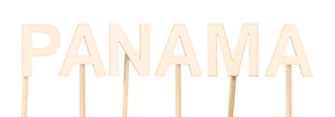 Wooden sign forming the name Panama. Concept of countries of the world