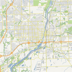 Fototapeta premium Map of Joliet in Illinois in a normal road map style. Contains layered vector with roads water, parks, etc.