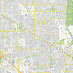 Map of Mount Prospect in Illinois in a normal road map style. Contains layered vector with roads water, parks, etc.