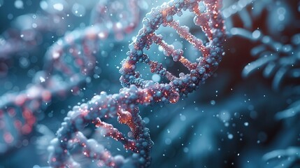 DNA strands intertwine in a mesmerizing dance, showcasing the intricacies of genetic life in luminous detail. Generative AI