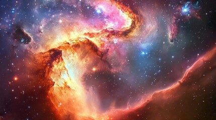 Obraz premium A Beautiful Cosmic Nebula in Space with Colors and Stars