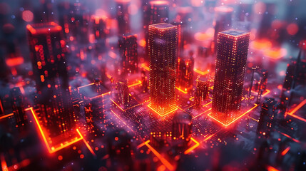  Futuristic Cityscape with Neon Lights and Urban Structures