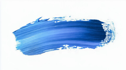 Vivid blue brushstroke on white background: abstract acrylic art