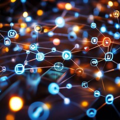 Digital communication network concept. Men is programming. Digital transformation.