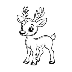 Animals outline vector, Deer line art illustration Deer coloring page, drawing