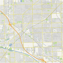 Map of Oak Lawn in Illinois in a normal road map style. Contains layered vector with roads water, parks, etc.