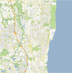 Fototapeta premium Map of Waukegan in Illinois in a normal road map style. Contains layered vector with roads water, parks, etc.