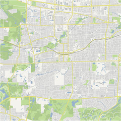Obraz premium Map of Wheaton in Illinois in a normal road map style. Contains layered vector with roads water, parks, etc.
