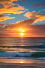 Fototapeta premium A beautiful landscape photograph of a sunset over the ocean