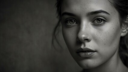 Fototapeta premium Artistic black and white portrait of a young woman.