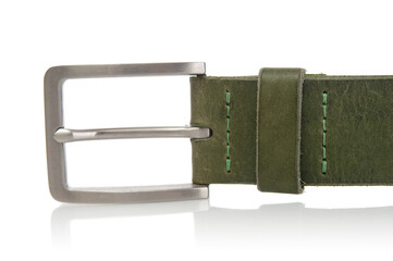 Belt buckle close up isolated on a white background