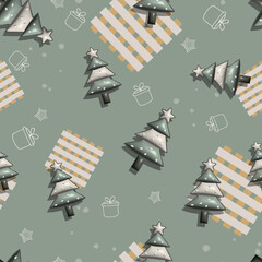 Cute Christmas and New Year seamless pattern 