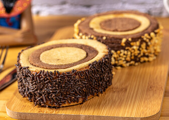 Cake with chocolate frosting