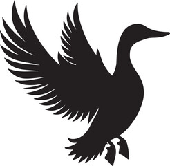 Flock of flying ducks silhouette design, isolated vector
