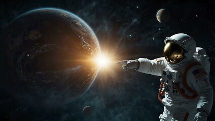 Fototapeta premium Astronaut encountering an alien object.