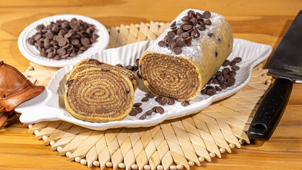 Swiss roll with chocolate chips