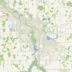 Fototapeta premium Map of Goshen in Indiana in a normal road map style. Contains layered vector with roads water, parks, etc.