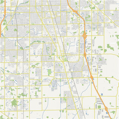 Map of Greenwood in Indiana in a normal road map style. Contains layered vector with roads water, parks, etc.