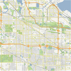 Map of Hammond in Indiana in a normal road map style. Contains layered vector with roads water, parks, etc.