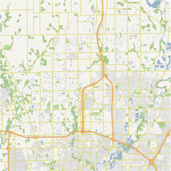 Obraz premium Map of Carmel in Indiana in a normal road map style. Contains layered vector with roads water, parks, etc.