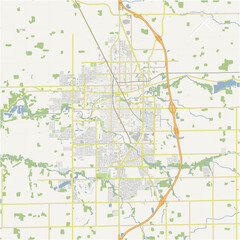 Map of Kokomo in Indiana in a normal road map style. Contains layered vector with roads water, parks, etc.