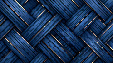 Intricate blue woven pattern with gold highlights creating a textured geometric design
