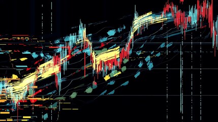 A stock chart indicating market volatility with sharp spikes and dips highlighted