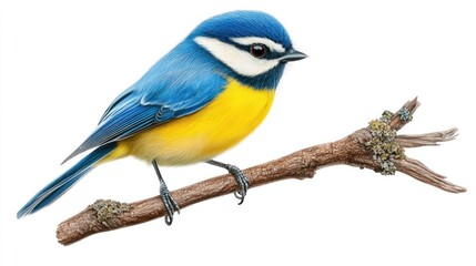 Fototapeta premium Azure-winged Magpie: A Vivid Illustration of a Bird on a Branch