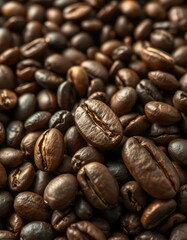Coffee beans tightly packed, showcasing their rich color and texture, perfect for brewing a flavorful cup of coffee