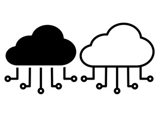 cloud computing vector glyph flat icon