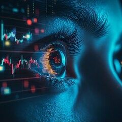 Data analysis in action exploring financial trends in technology digital environment eye-catching visualization