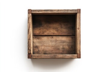 Obraz premium Wooden box frame with a simple design, featuring an empty shelf.