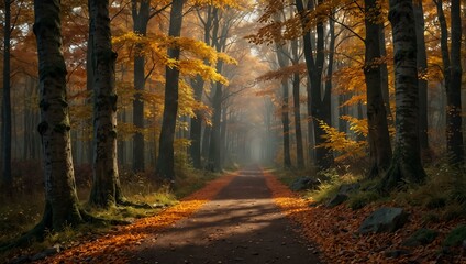 Obraz premium Autumn forest path.