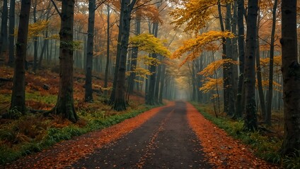 Autumn forest path.