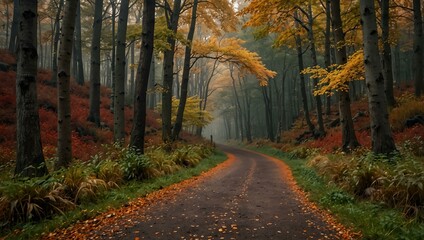 Obraz premium Autumn forest path.