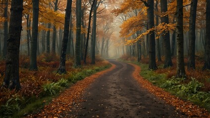 Autumn forest path.