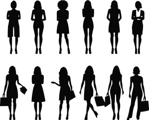 Premium Vector | A shopping girl vector silhouette
