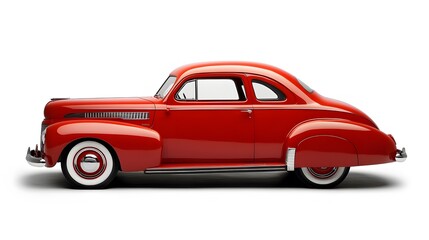 Fototapeta premium Vintage Old Car from the 1940s, on White Background, Wallpaper, Cover and Screen for Smartphone, PC, Laptop, 9:16 and 16:9 Format