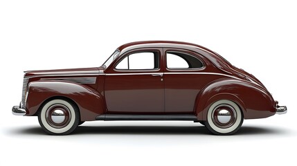 Vintage Old Car from the 1940s, on White Background, Wallpaper, Cover and Screen for Smartphone, PC, Laptop, 9:16 and 16:9 Format