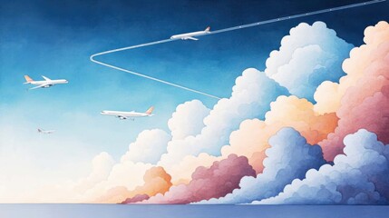 Airplane departure schedule in the sky a dreamy itinerary journey through flight routes