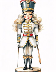 Obraz premium A festive nutcracker soldier with a green hat and a friendly face