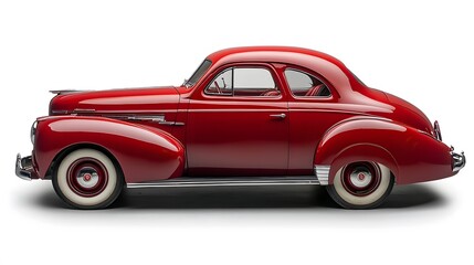 Fototapeta premium Vintage Old Car from the 1940s, on White Background, Wallpaper, Cover and Screen for Smartphone, PC, Laptop, 9:16 and 16:9 Format