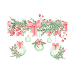 Christmas wreath, festive mood, coziness. New Year. Merry Christmas. Christmas decor. Winter holidays. December, January. Sprig. Wreath. Winter. Sprig of mistletoe.