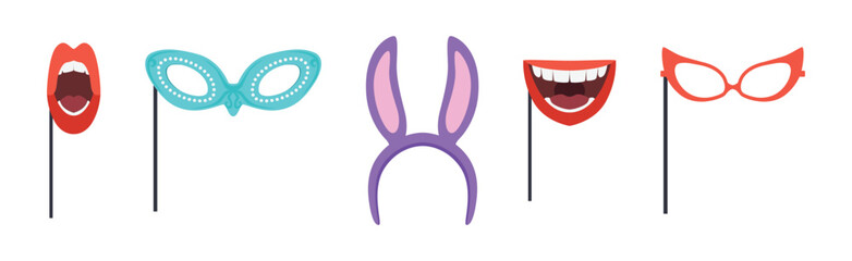 Party and Masquerade Head and Face Accessory Vector Set